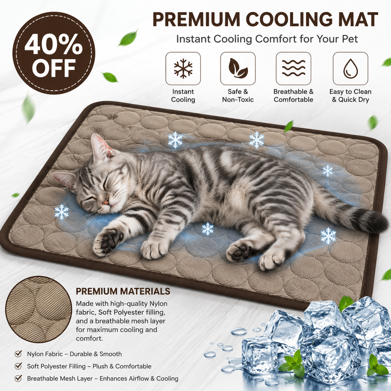 Ice Silk Cooling Mat for Dogs & Cats